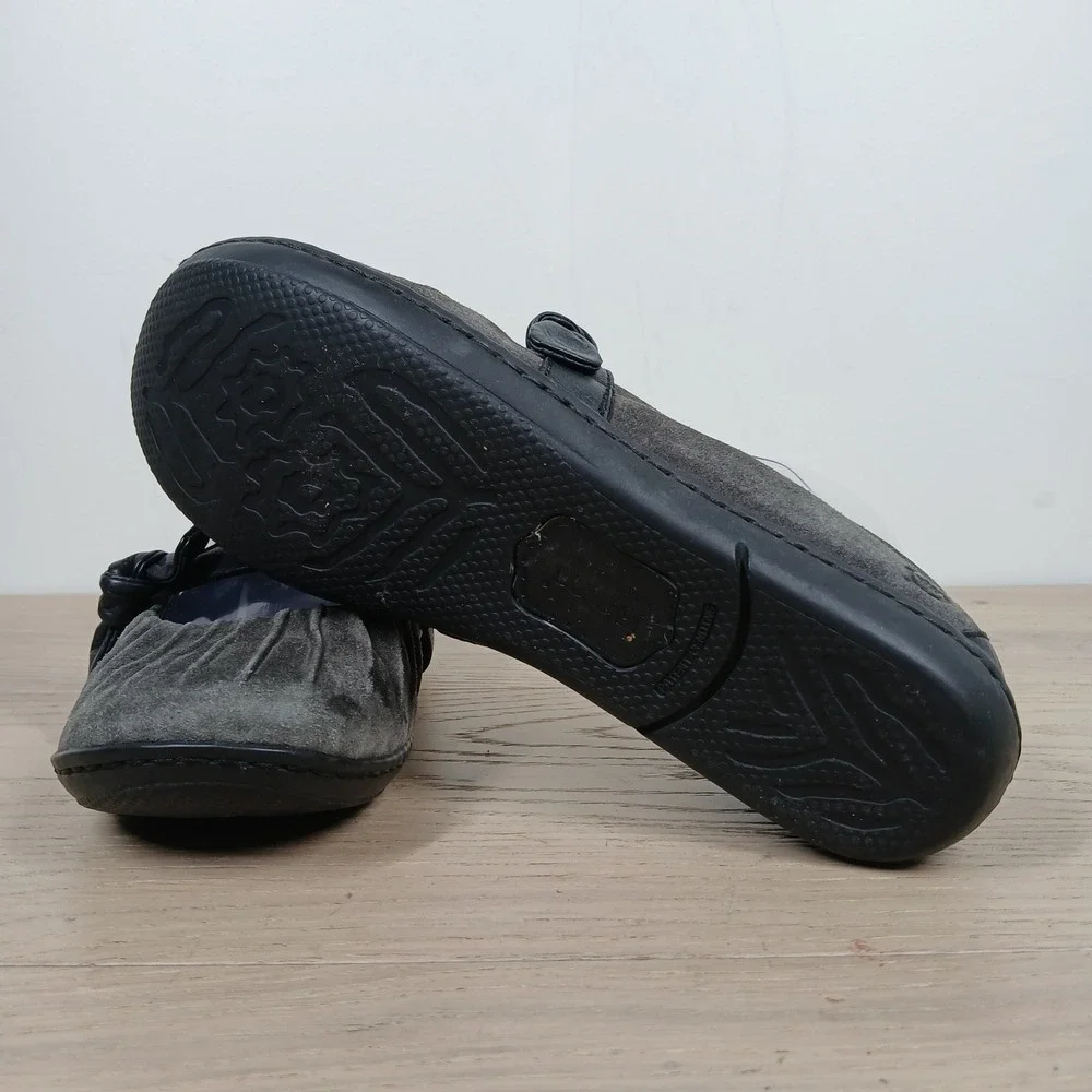 Born Flats Womens 7.5 Gray Suede Leather Mary Jane Ballet Boho Artisan Comfort
